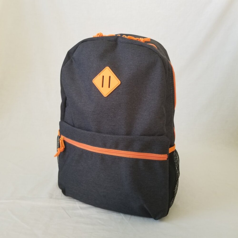 New! Lightweight Black & Orange Basic Backpack W/… - image 1